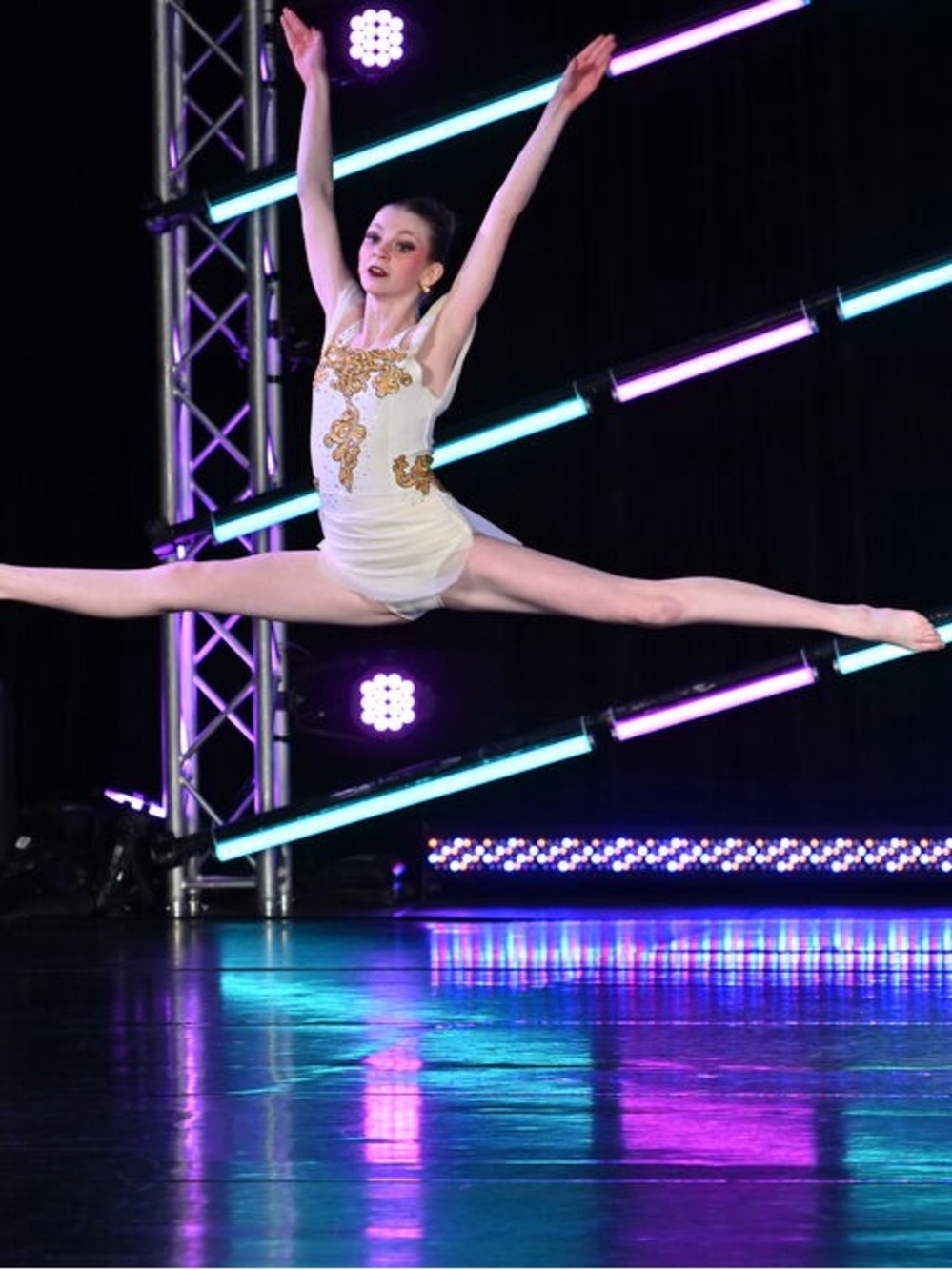 White Dance Leotard with Gold Appliqué